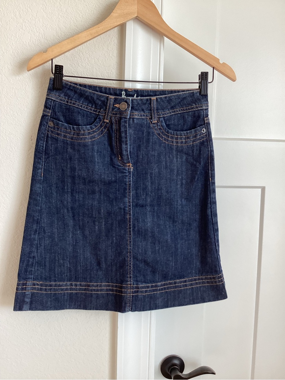 Boden Denim Mini Skirt A-Line Size 25 Dark Blue Jean